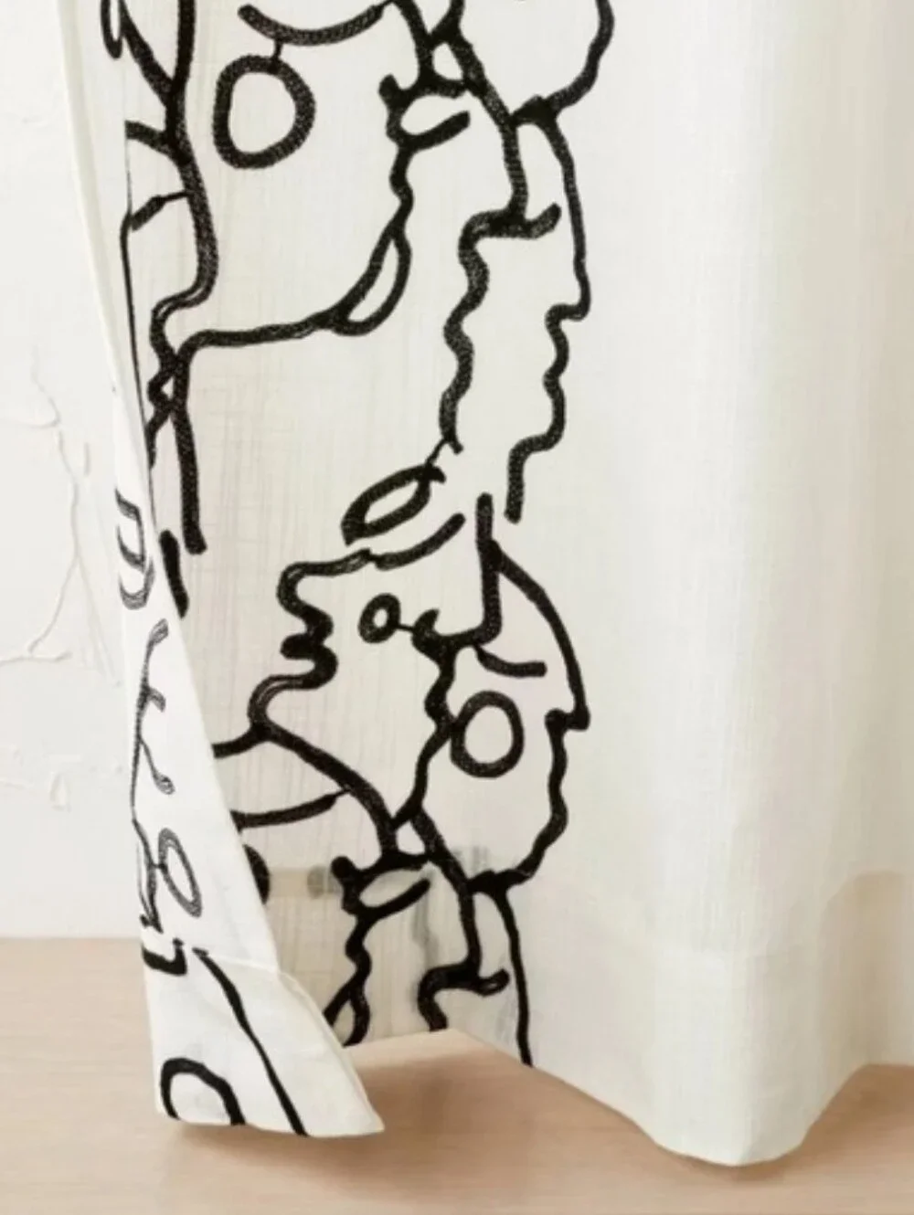 Black and White Abstract Face Window Panel Set Of 2 Nwt